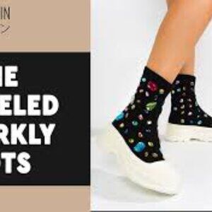 Cape Robbin Black Jeweled Suzie Bootie Size 6 NWT